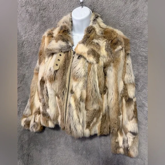 Beautiful Vintage Rabbit Hair Jacket Multicolor Fur Zip Up Womens Fits Small Y2K - Picture 2 of 10